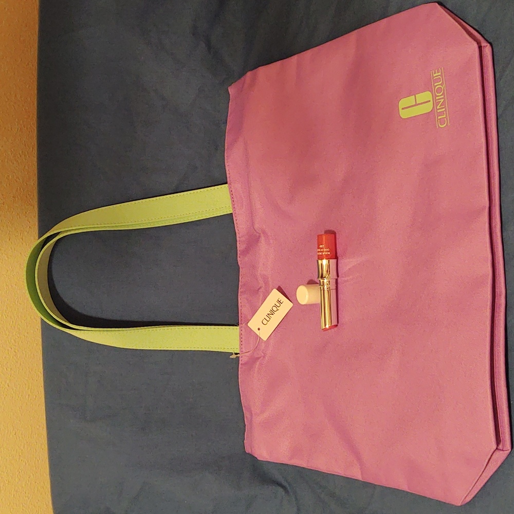 Clinique Lavendar Tote NWT & Butter Shine Lipstick Pink-A-Boo Discontinued Rare